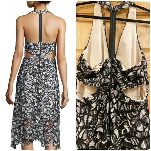 Alice+OliviaNoreen Floral Lace Midi Dress, Black/G - Picture 4 of 16